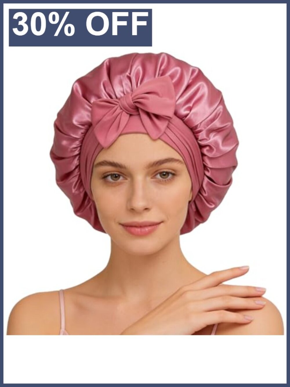 Satin Silk Bonnet Sleep Cap Adjustable Tie Band Curly Hair